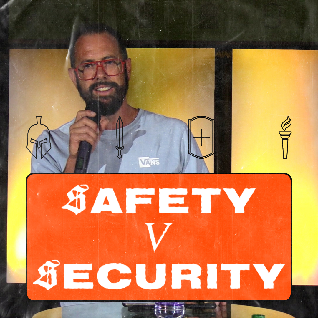 Pastor Corey preaching about safety vs security