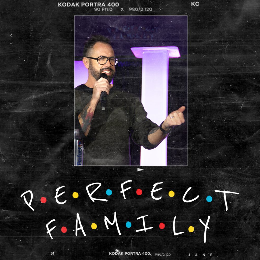 Pastor Corey preaching about the perfect family