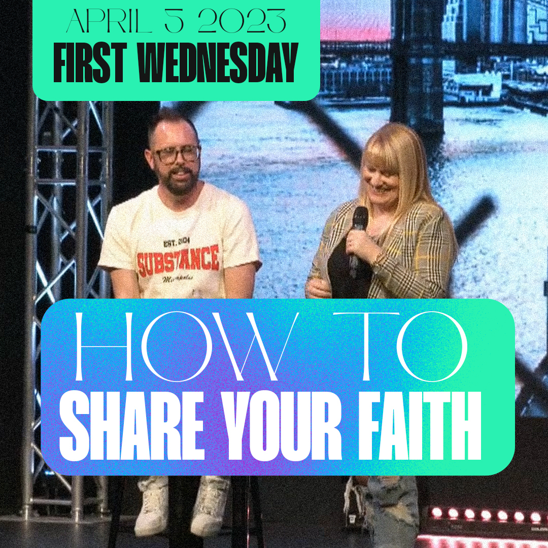 Pastors Corey and Erin sitting onstage together